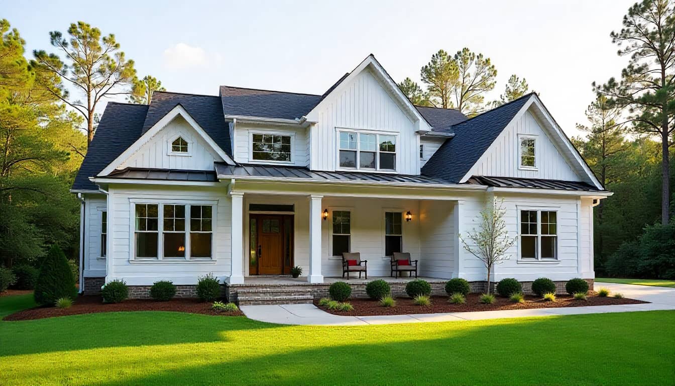 Exterior of a semi-custom modern home by Premier Homes in Moore County, NC