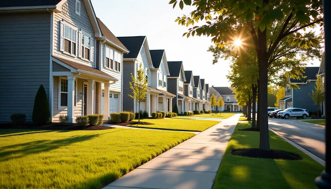 New residential neighborhood street with Premier Homes in Moore County, NC
