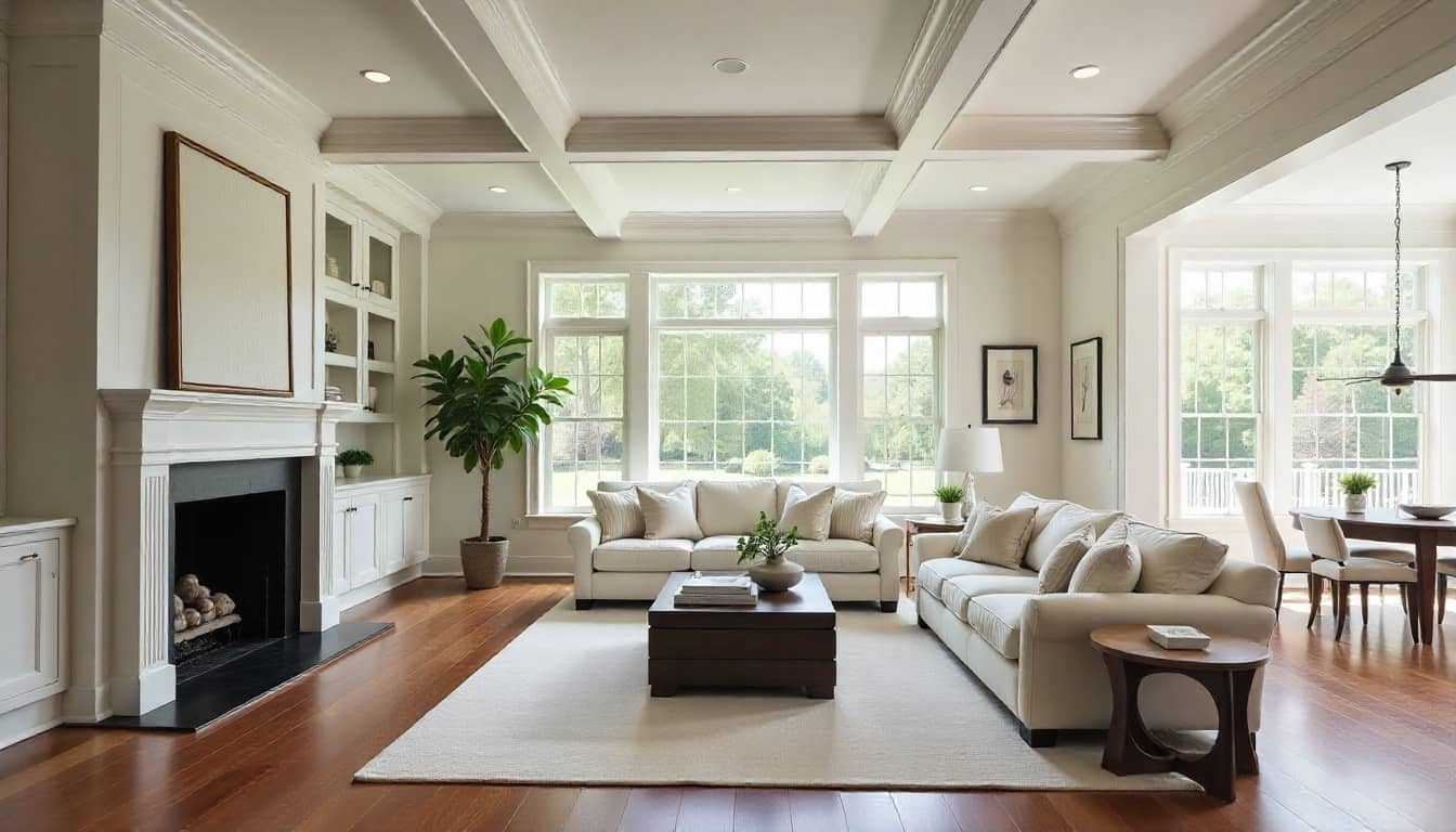 Luxury open-concept living room in a Foreman Builders home